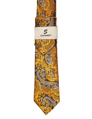 GOLD PAISLEY 2 PC TIE & HANKIE SET