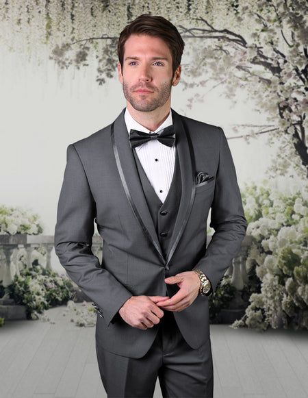 CAESAR CHARCOAL 3 PC TAILORED FIT TUXEDO