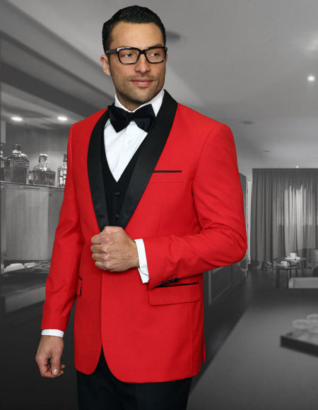 ENCORE RED 3 PC TAILORED FIT TUXEDO
