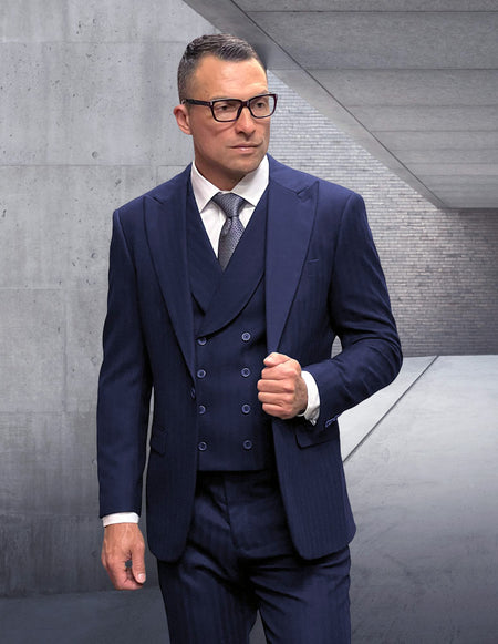POSITANO 3 PC NAVY TAILORED FIT SUIT