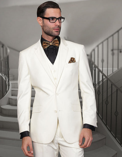 STAVROS 3 PC OFF WHITE MODERN FIT SUIT – Bachrach