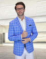 ASHTON STEEL BLUE WINDOWPANE MODERN FIT BLAZER