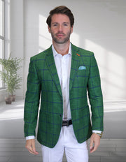 LEXINGTON GREEN WINDOWPANE MODERN FIT BLAZER