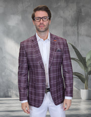 WESTFIELD BURGUNDY PLAID MODERN FIT BLAZER