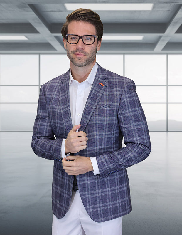 WESTFIELD EGGPLANT PLAID MODERN FIT BLAZER