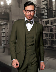 WILBURN OLIVE SLIM FIT 3 PC SUIT