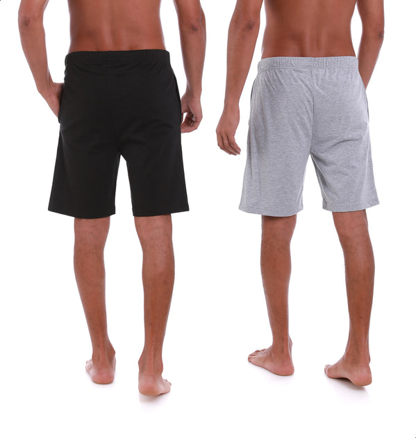 MEN'S BLACK/HEATHER GREY KNIT LOUNGE SHORTS - 2 PK – Bachrach