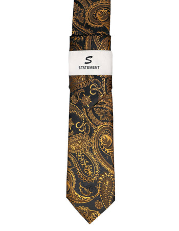 GOLD PAISLEY 2 PC TIE & HANKIE SET
