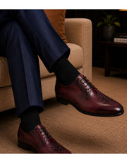 Statement Woven Toe Derby – Burgundy