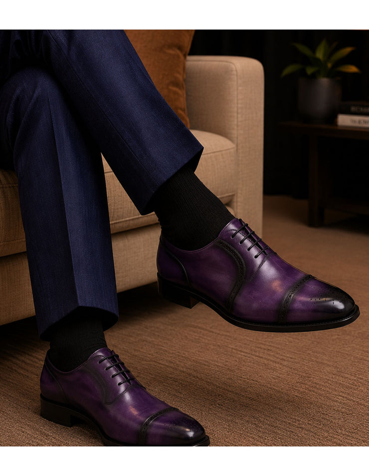 Statement Cap Toe Oxford – Purple Patina