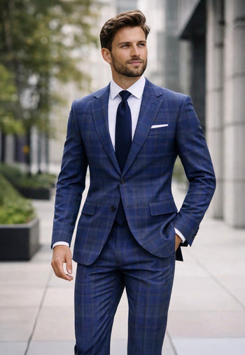 BLUE 2 PC MODERN FIT SUIT