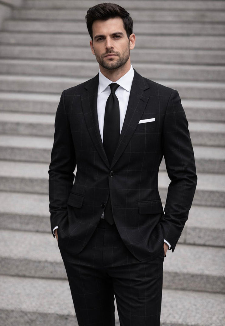 BLACK 2 PC MODERN FIT SUIT