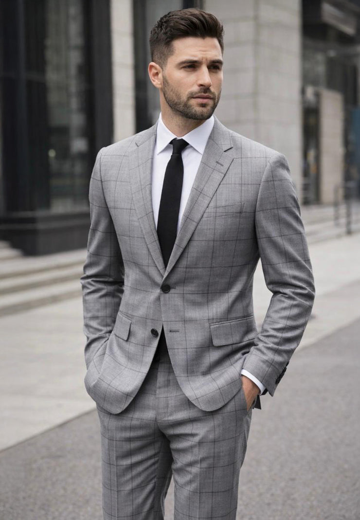 GREY 2 PC MODERN FIT SUIT