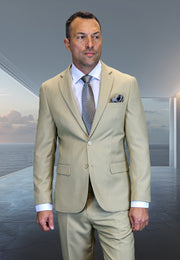 BEIGE 2 PC MODERN FIT SUIT