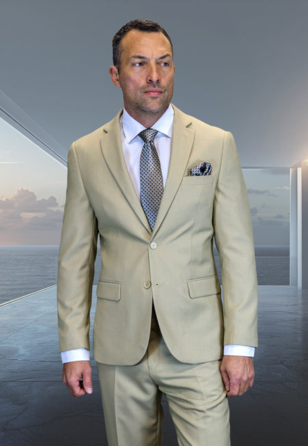 BEIGE 2 PC MODERN FIT SUIT