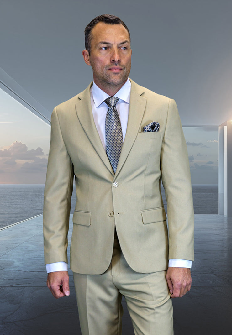 BEIGE 2 PC MODERN FIT SUIT