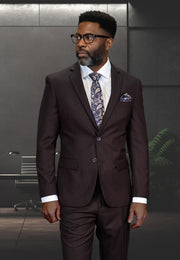 BROWN 2 PC MODERN FIT SUIT