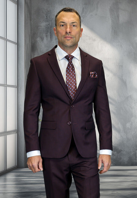 BURGUNDY 2 PC MODERN FIT SUIT