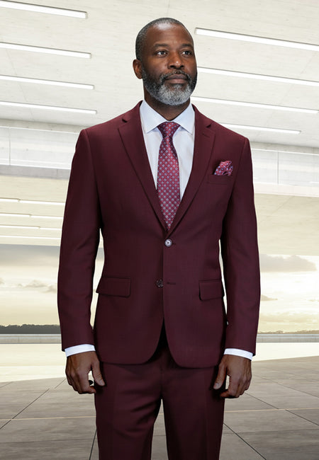 BURGUNDY 2 PC MODERN FIT SUIT