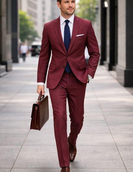 BURGUNDY 2 PC MODERN FIT SUIT