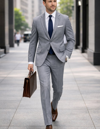 GRAY 2 PC MODERN FIT SUIT