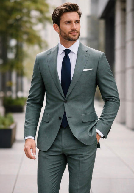 GREEN 2 PC MODERN FIT SUIT