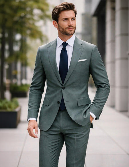 GREEN 2 PC MODERN FIT SUIT