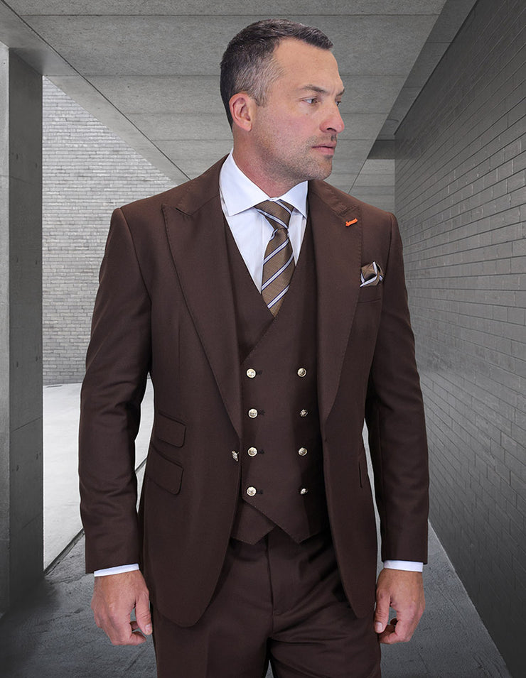 AMIRI 3 PC BROWN MODERN FIT SUIT