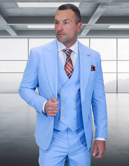 AMIRI 3 PC SKY BLUE MODERN FIT SUIT