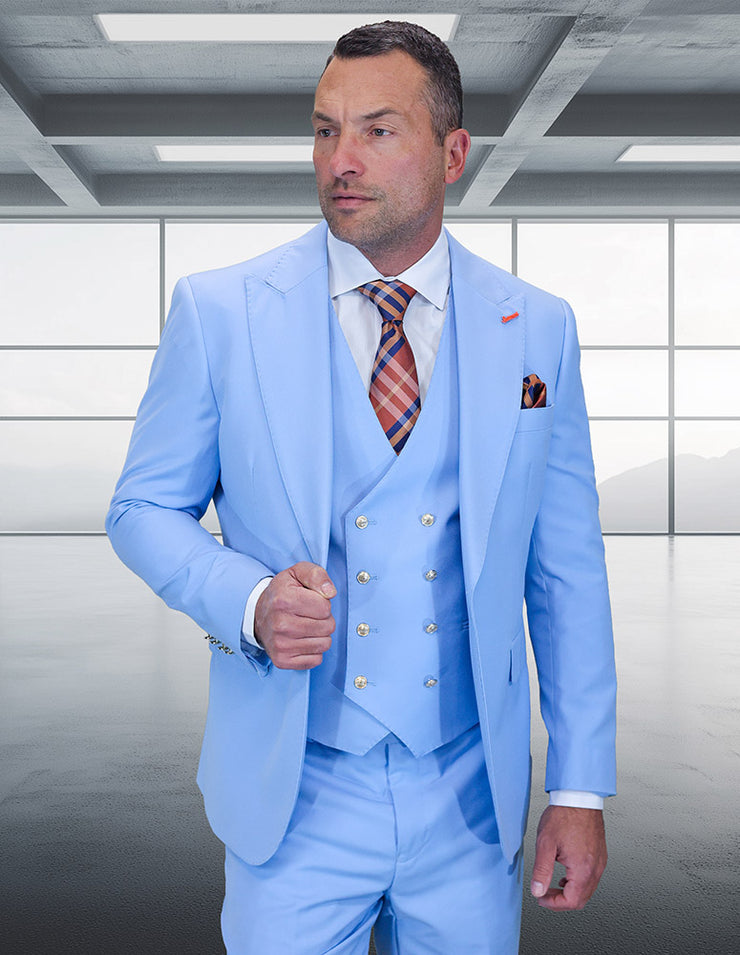 AMIRI 3 PC SKY BLUE MODERN FIT SUIT
