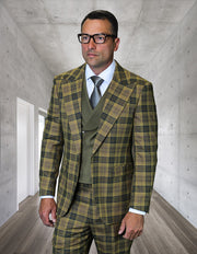 ANCONA 3 PC BRONZE PLAID MODERN FIT SUIT