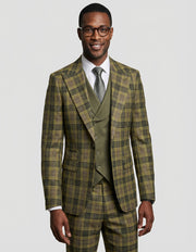 ANCONA 3 PC BRONZE PLAID MODERN FIT SUIT