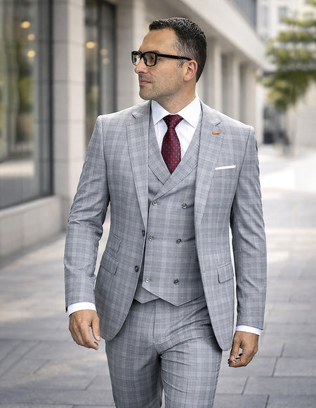ANGELINI GRAY DOUBLE BREASTED 3 PC SUIT