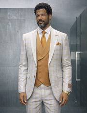 ANGELO CARAMEL 3 PC MODERN FIT SUIT