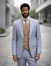 ANGELO STEEL BLUE 3 PC MODERN FIT SUIT