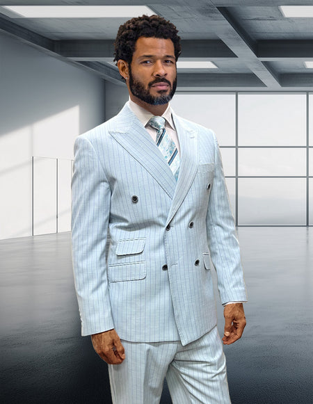 ANTONIO 2 PC AQUA DOUBLE BREASTED MODERN FIT SUIT