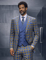 AVA INDIGO BLUE 3 PC MODERN FIT SUIT