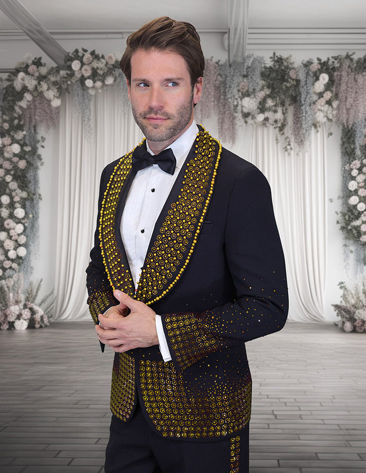 AWARD GOLD RHINESTONE MODERN FIT LUXURY TUXEDO