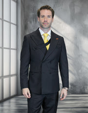 AZONE BLACK DESIGNER DOUBLE BREASTED SUIT