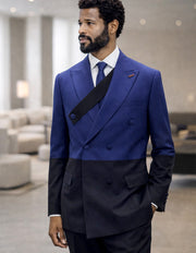 AZURA BLK SAPPHIRE 2 TONE DOUBLE BREASTED SUIT
