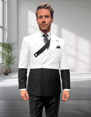 AZURA BLK WHITE 2 TONE DOUBLE BREASTED SUIT