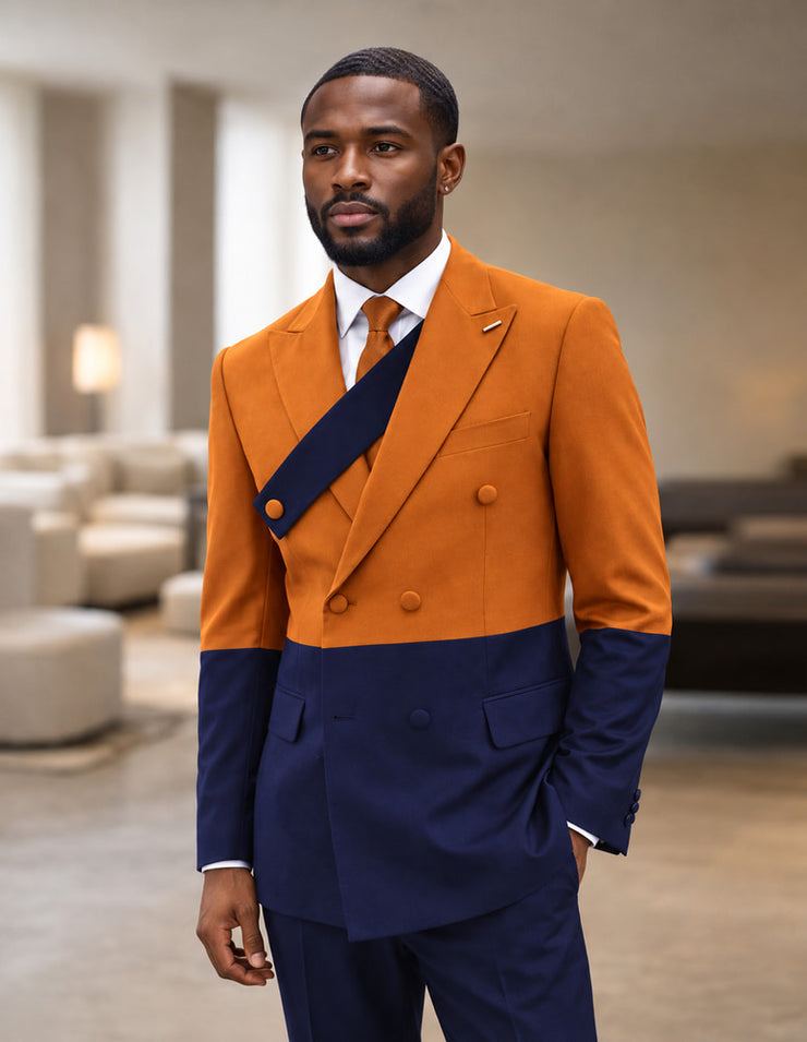 AZURA NAVY 2 TONE DOUBLE BREASTED SUIT