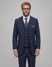 BALANCIGA 3 PC BLACK PLAID REGULAR FIT SUIT