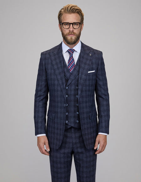 BALANCIGA 3 PC BLACK PLAID REGULAR FIT SUIT
