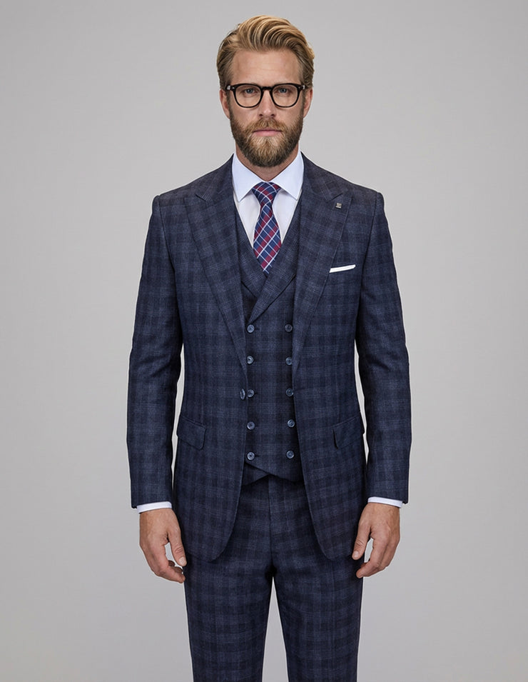 BALANCIGA 3 PC BLACK PLAID REGULAR FIT SUIT