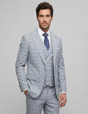 BALANCIGA 3 PC GRAY PLAID REGULAR FIT SUIT