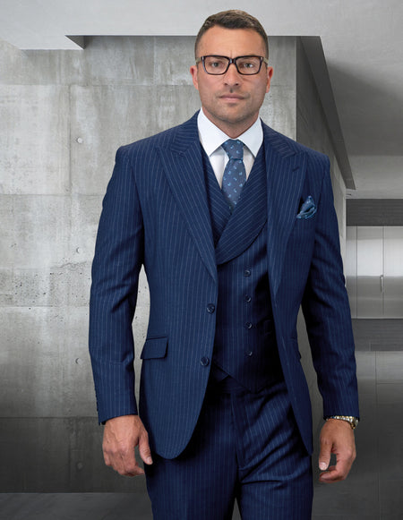 BALINI 3 PC NAVY TAILORED FIT SUIT
