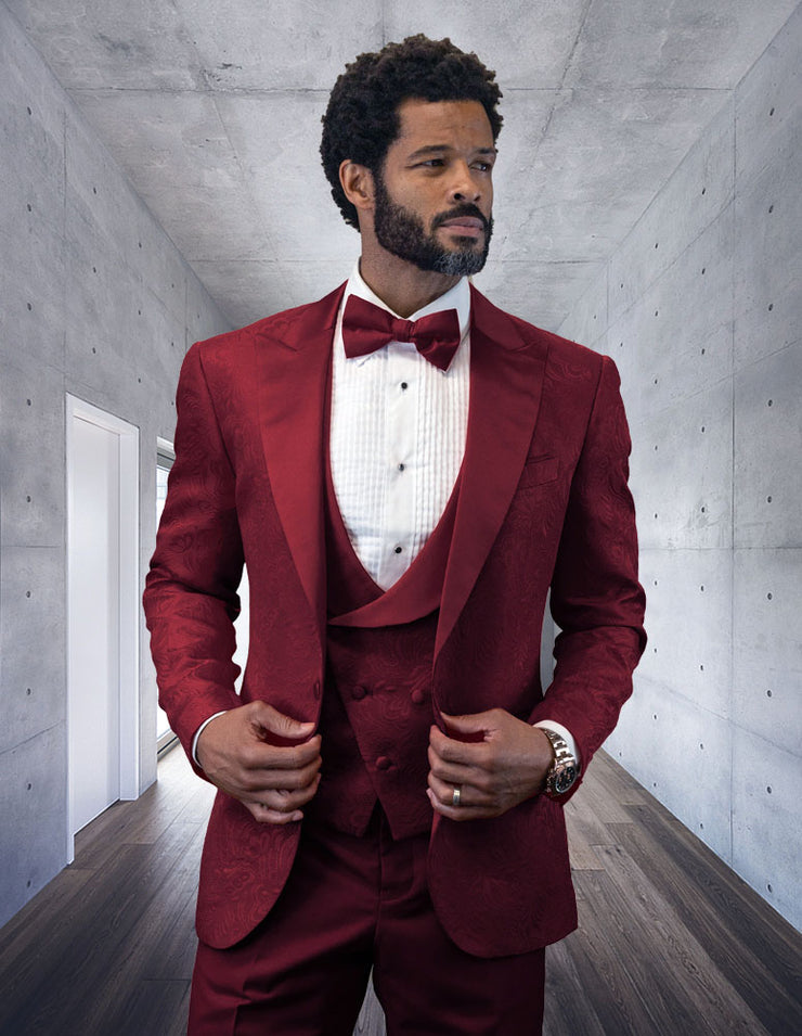 BELAGIO XV 3 PC BURGUNDY MODERN FIT TUXEDO