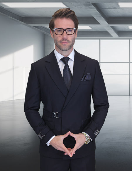 BOLANZO 2 PC BLACK MODERN FIT SUIT