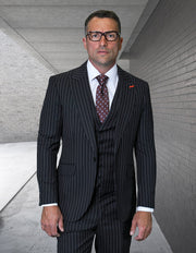 BONITA 3 PC BLACK PINSTRIPE MODERN FIT SUIT